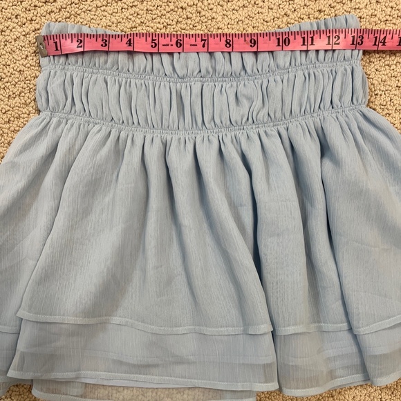 TULAROSA Natalie Mini Skirt in Baby Blue Revolve Smocked Waist Pull On SMALL - Picture 11 of 12